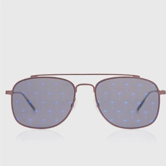 Tomas Maier Rubber Blinders Palm Tree Printed Mirrored Aviator Sunglasses $540 - Picture 3 of 12